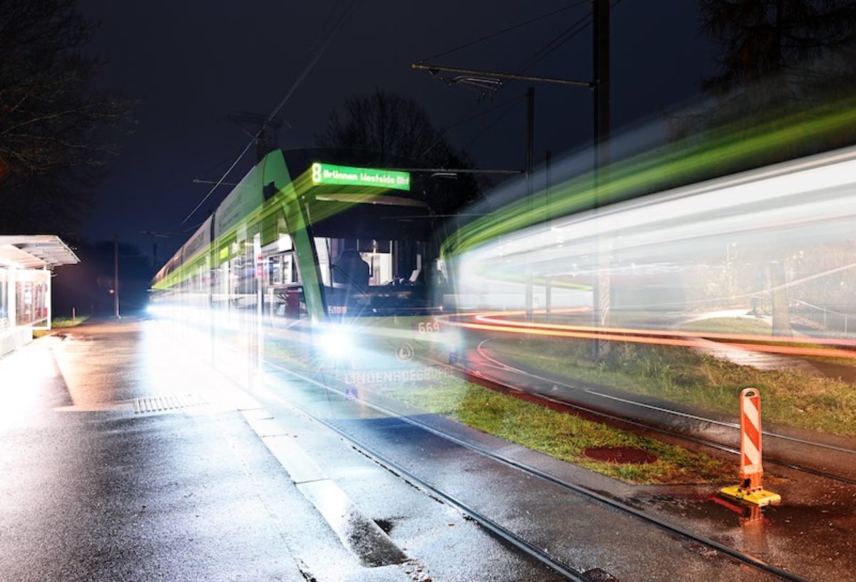 Time-lapsed picture of metro trains